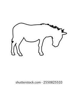 Ilustração vetorial de uma linha de um burro sobre um fundo branco.