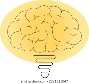 Vector illustration of a line drawing of the brain. Brain lamp. Lamp.