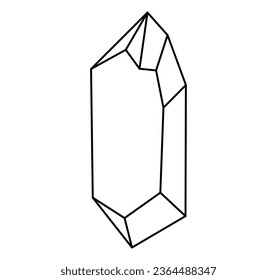 Vector illustration of line drawing of a crystal. Mineral, magic and witchcraft. Crystal formation. Quartz.
