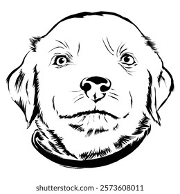 vector illustration line drawing cute dog head