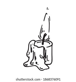 vector illustration, line drawing, ink drawing. burning candle. candle is a symbol of esotericism, magic, mysticism, witchcraft. simple drawing isolated on white background