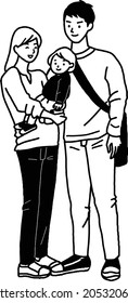 Vector illustration of line drawing of a stylish woman