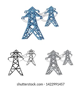 Vector illustration of line  and electric  logo. Set of line  and cable stock symbol for web.