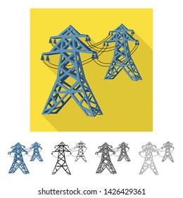 Vector illustration of line and electric logo. Collection of line and cable vector icon for stock.