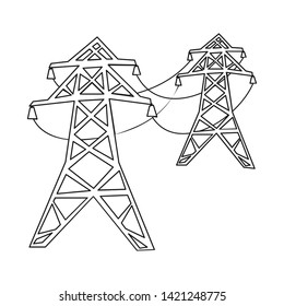 Vector illustration of line  and electric  sign. Collection of line  and cable vector icon for stock.
