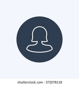 Vector illustration of line female user icon . Could be used as menu button, user interface element template, badge, sign, symbol, company logo