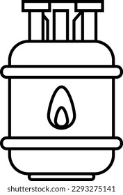 Vector illustration of a line icon of a butane or propane gas cylinder. Fuel. Flammable and dangerous.