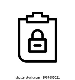 Vector illustration of line icon for document, task, to do list. Perfect for user interface experience design. Secure locked document