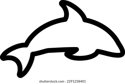 Vector illustration of a line icon of a dolphin. Whale or marine animal. Cetaceans and marine mammals.