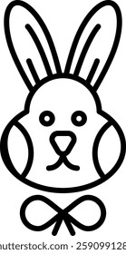 Vector illustration of the line icon of the head of a rabbit
