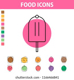 Vector illustration of a line icon ice cream on a stick for the application, website, business presentation, infographic, design on a white background. Flat image with thin lines. Food Icons.