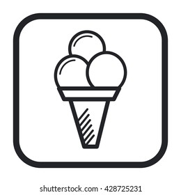 vector illustration line icon ice cream black and white