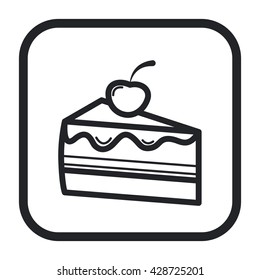 vector illustration line icon piece of cake black and white