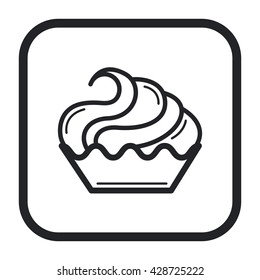 vector illustration line icon piece of cake black and white