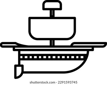 Vector illustration of a line icon of a sailing ship or ship. Marine navigation.