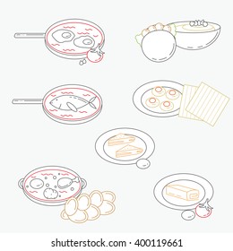 Vector illustration of line Israeli culture food icons with flat design.
