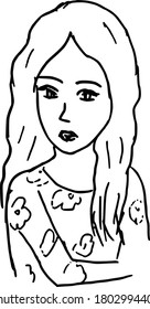 vector illustration line lady face 