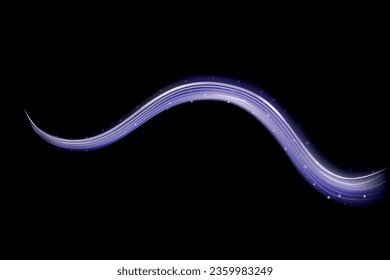 Vector illustration of a line of light in purple color on a black background.