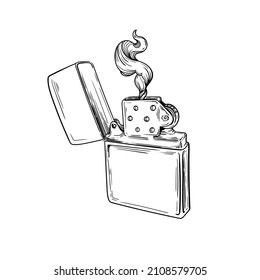 vector illustration line lighter fire