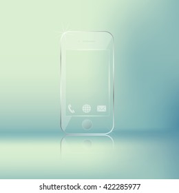 Vector Illustration line mobile modern phone with light effects transparent.