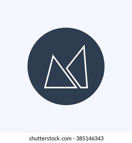Vector illustration line mountains icon. Could be used as menu button, user interface element template, badge, sign, symbol, company logo