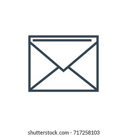 Vector illustration line, outline drawing envelope, letter, sms web icon isolated on white background.