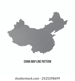 Vector illustration of a line pattern China map isolated on a white background. Perfect for geographic, regional and artistic representations designs.