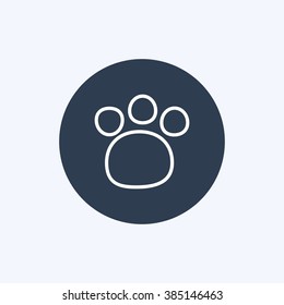 Vector illustration line paw icon. Could be used as menu button, user interface element template, badge, sign, symbol, company logo