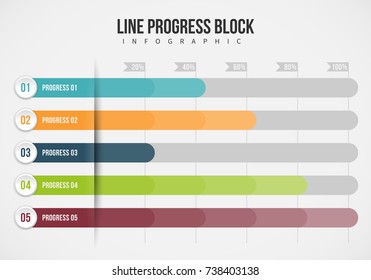 Vector illustration of line progress block infographic design element.