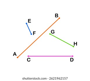 Vector illustration of line segment for graphic representation in a virtual classroom on white background.