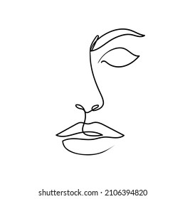 vector illustration line silhouette face nose lips