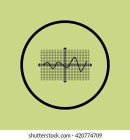 Vector illustration of line square sign icon on green circle background.