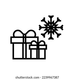 Vector illustration. Line stroke icons. Holiday symbols. Merry Christmas and Happy New Year icons set. Editable vector graphics.