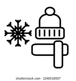 Vector illustration. Line stroke icons. Holiday symbols. Merry Christmas and Happy New Year icons set. Editable vector graphics.