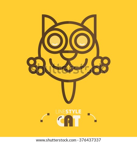Vector illustration. line style cat