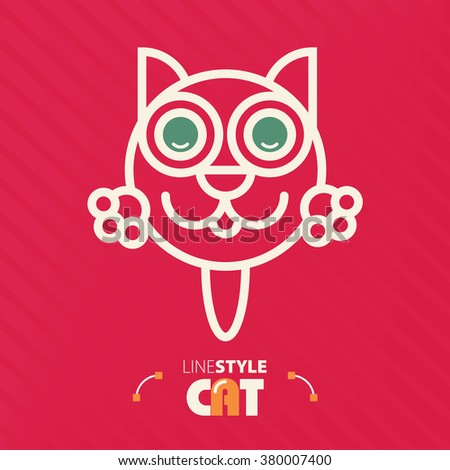 Vector illustration. line style cat