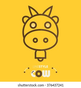 Vector illustration. line style cow