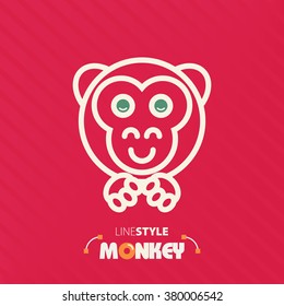 Vector illustration. line style monkey
