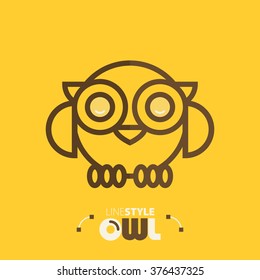 Vector illustration. line style owl