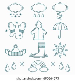 Vector illustration. Line. Weather.