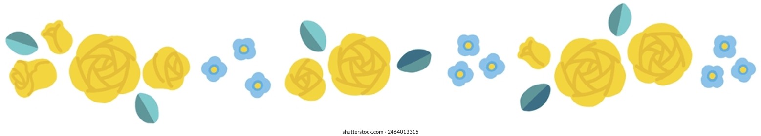 Vector illustration line of yellow roses