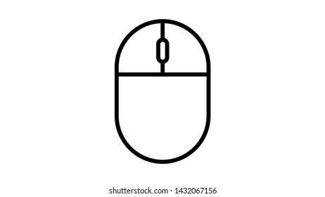 Vector illustration linear black and white flat icon of digital wireless computer mouse with buttons and wheel on a white background. Concept: computer digital technologies