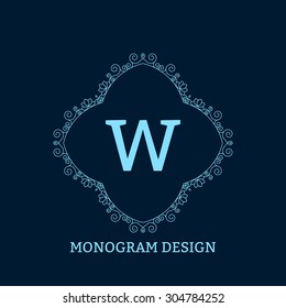 Vector illustration of the linear blue monogram