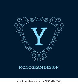 Vector illustration of the linear blue monogram