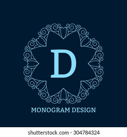 Vector illustration of the linear blue monogram