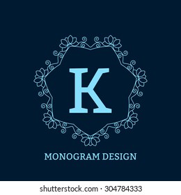 Vector illustration of the linear blue monogram