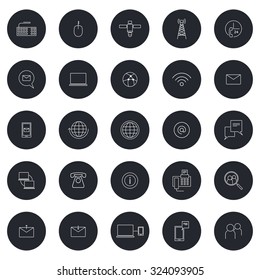 A vector illustration of linear business communication icon sets