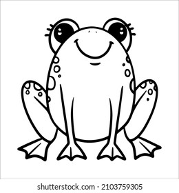 Vector illustration linear drawing doodle cute good frog simple stylized drawing. Children's character. 
