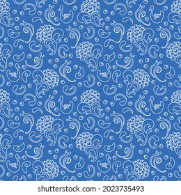 Vector illustration Linear floral seamless pattern natural vector elements Background for wrapping paper printing on fabric.