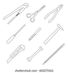 Vector illustration of linear icons of my favorite home tools.